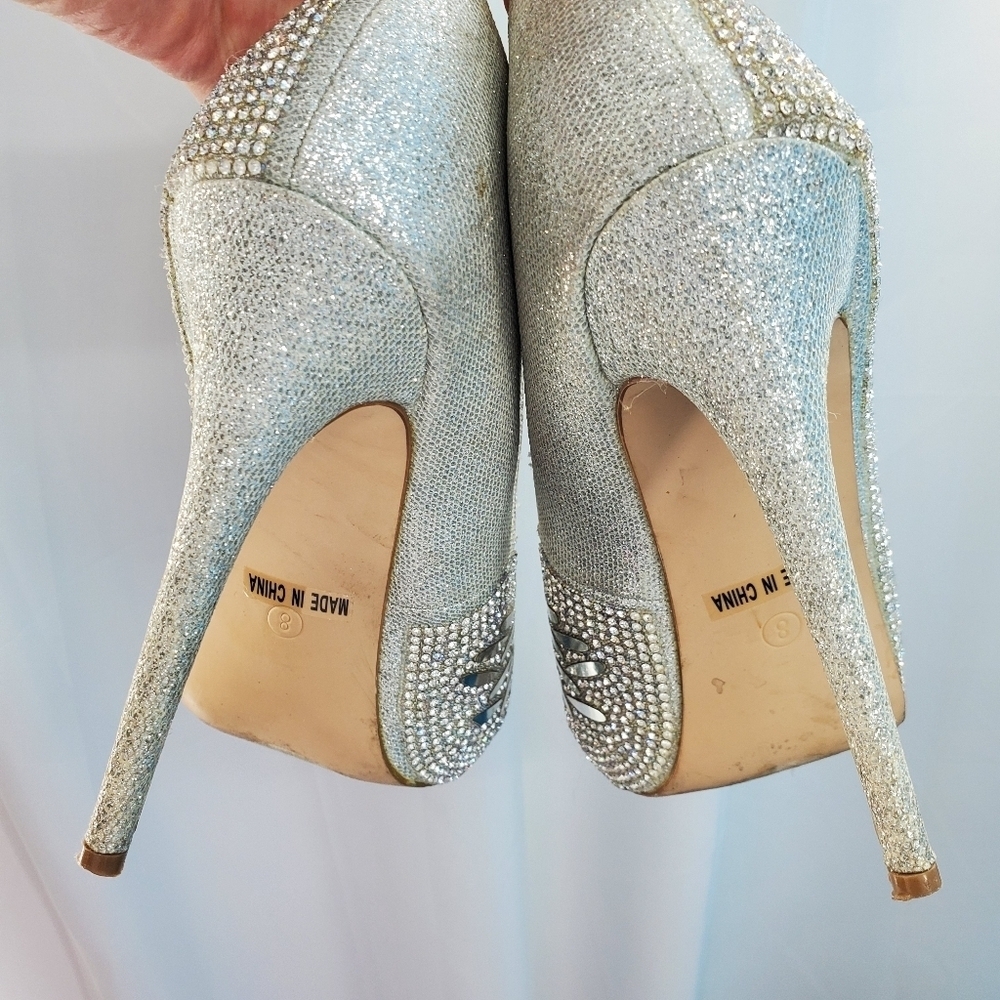 De Blossom Collection silver sparkle heels 8 - Picture 10 of 16
